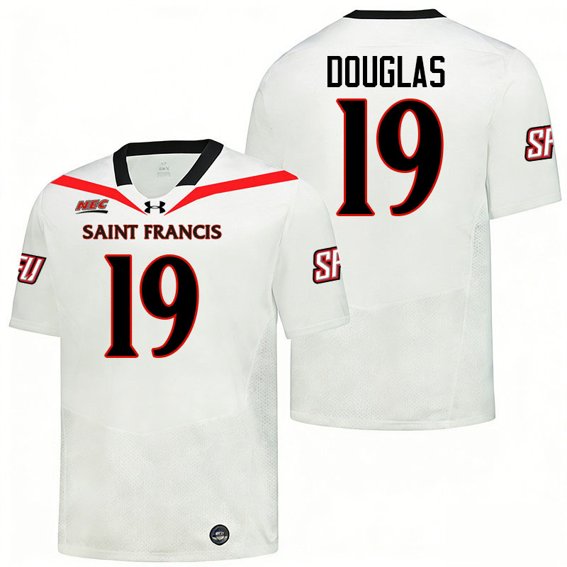 Saint Francis Red Flash #19 Colin Douglas College Football Jerseys,Uniforms Stitched-White